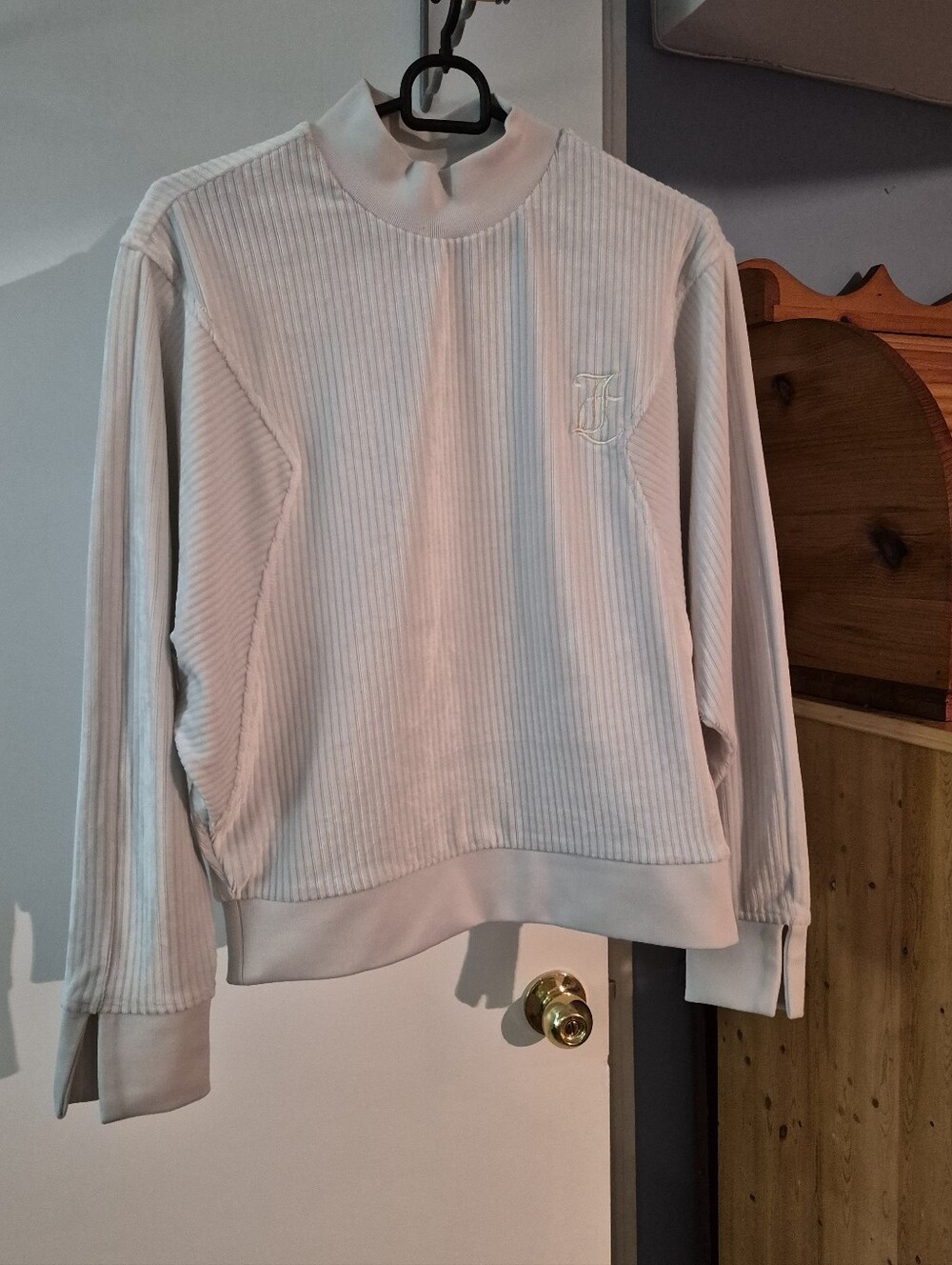 Juicy Couture Ribbed Mock Neck Velour Sweatshirt Size Small